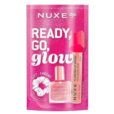 Nuxe Подаръчен комплект Ready Go Glow Pink, със скрънчи, 2 части