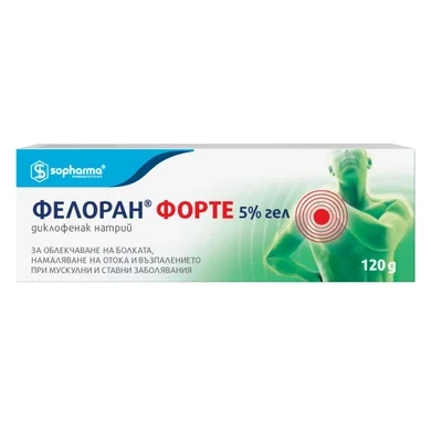 Фелоран Форте Гел 5% при болка и оток х120 г Sopharma