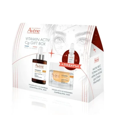 Avene BOX Vitamin Activ Cg Интензивен озаряващ крем 50 мл + Озаряващ коригиращ серум 30 мл + Avene Hyaluron Activ B3 Серум концентрат за лице с изпълващо действие 10 мл Комплект