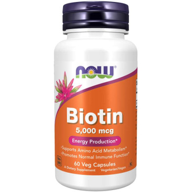 Now - Biotin (Витамин B-7) 5000 Мкг - 60 Капсули