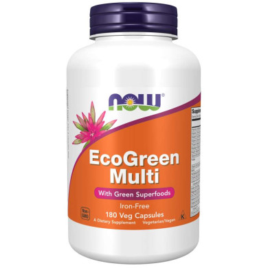 Now - Ecogreen Multi /Зелени храни и витамини - 180 Капсули