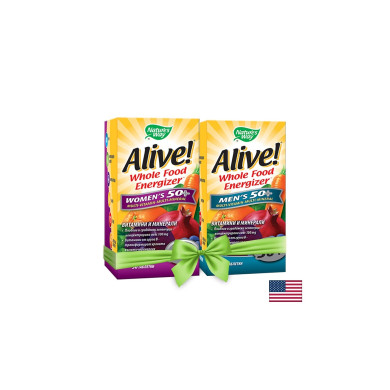 Промо пакет Мултивитамини Alive! таблетки за жени 50+ и мъже 50+
