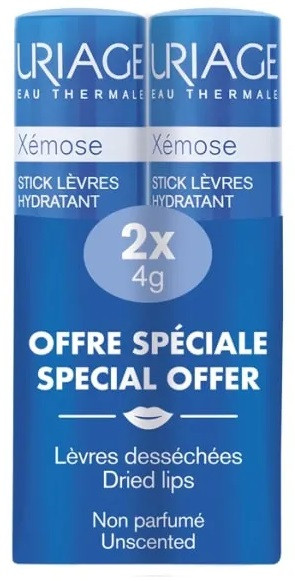 Uriage Xemose Комплект - Стик за устни, 2 х 4 g