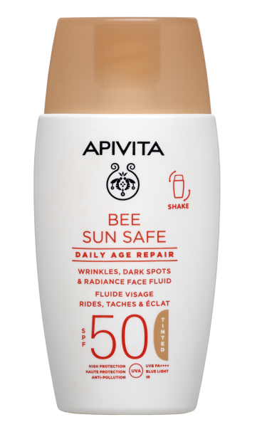 APIVITA BEE SUN SAFE DAILY AGE REPAIR Тониран флуид против стареене SPF50 50ml