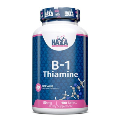 Haya Labs Vitamin B-1 /Thiamine/ 50mg. / Витамин В1 (Тиамин) 50мг / 100 tabs.