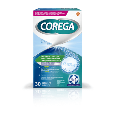 Corega Почистващи таблетки за частични протези 4в1 30 бр
