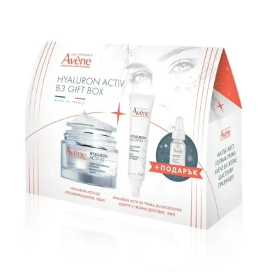 Avene BOX  Hyaluron Activ B3 Регенериращ крем за лице 50 мл + Грижа за околоочен контур с тройно действие 15 мл + Серум концентрат за лице с изпълващо действие 10 мл Комплект
