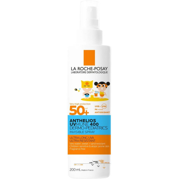 LA ROCHE-POSAY ANTHELIOS UVMUNE ДЕЦА НЕЗАБЕЛЕЖИМ СПРЕЙ SPF50+ МНОГО ВИСОКА UV ЗАЩИТА 200мл + душ-крем 100 мл 
