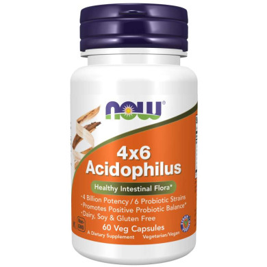 Now - Acidophilus 4X6 - 60 Капсули