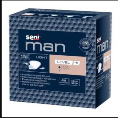 Seni Man Light  Дишащи урологични подложки за мъже при капкова инконтиненция x15 броя