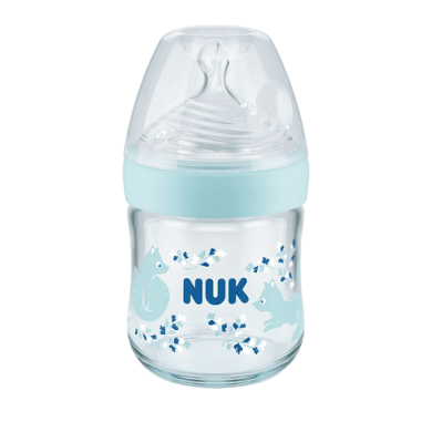 NUK NATURE SENSE Temperature Control Шише стъклено 120мл силиконов биберон 0+м S, softer