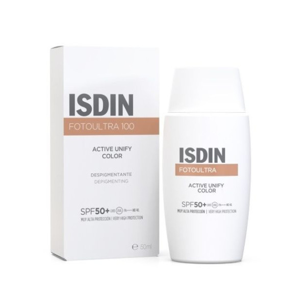 ISDIN Foto Ultra 100  Active Unify COLOR Fusion Fluid SPF 50+ Слънцезащитен флуид за лице с тройно депигментиращо действие 50мл