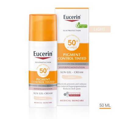 Eucerin Оцветен слънцезащитен гел-крем за лице PIGMENT CONTROL SPF 50+ Светъл нюанс 50мл