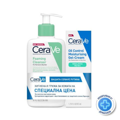 CeraVe Комплект за лице Измиващ гел-пяна за нормална до мазна кожа и Хидратиращ гел-крем за лице за комбинирана и мазна кожа