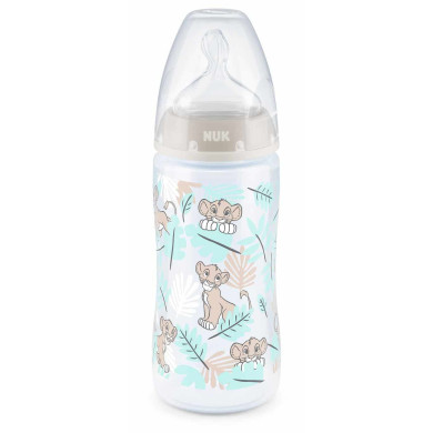 NUK First Choice РР шише Temperature control 300мл силикон 6-18 месеца. LION KING + box