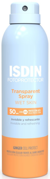 ISDIN Fotoprotector Transparent Spray Wet Skin SPF 50+Освежаващ прозрачен слънцезащитен спрей, подходящ за нанасяне върху мокра кожа 250мл + подарък плажна чанта