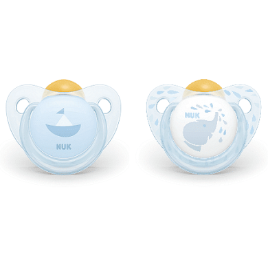NUK биберон залъгалка каучук 0-6 мес. 2бр BLUE