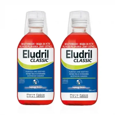 Eludril Classic Комплект Вода за уста 2 броя х500 ml