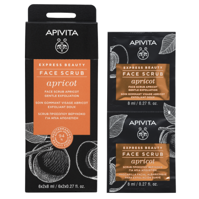 Apivita Express beauty Нежен ексфолиант за лице с кайсия 2х8мл