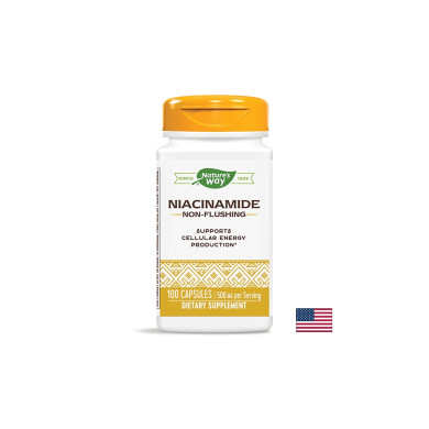 Niacinamide/ Ниацинамид (непредизвикващ зачервяване) 500 mg х 100 капсули  Nature’s Way