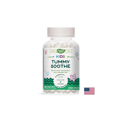 Kids Tummy Soothe /С джинджифил и калций/, 60 дъвчащи таблетки Nature’s Way