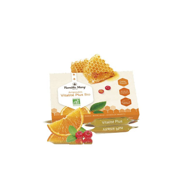 Ampoules Vitalité Plus Bio Jus d’orange Acerola / Виталити плюс био с пчелно млечице, портокал и ацерола, 10 бр. ампули за пиене Famille Mary