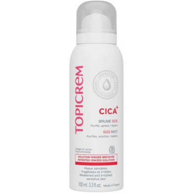 Topicrem Регенериращ и успокояващ спрей за лице и тяло Cica+ SOS, 100 ml