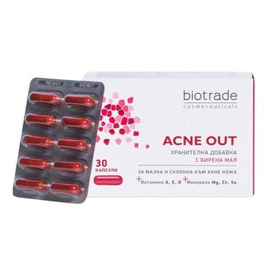 Biotrade Acne Out Продукт с бирена мая за мазна и склонна към акне кожа х30 капсули