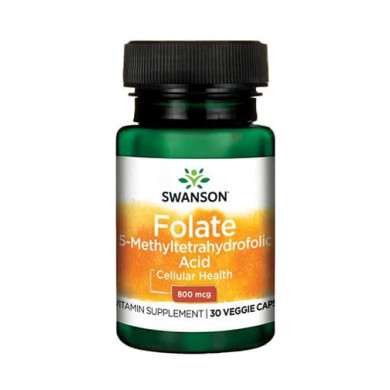 Folate 5-Methyltetrahydrofolic Acid 800mcg. / 30 Vcaps