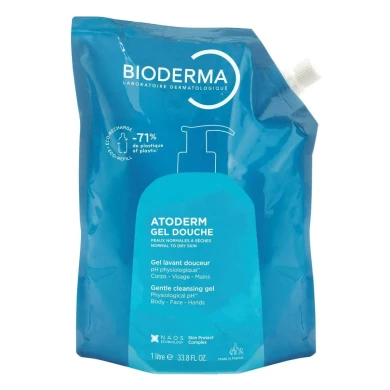 Bioderma Atoderm Душ гел за лице и тяло, за нормална до суха чувствителна кожа, Еко пълнител 1000 мл