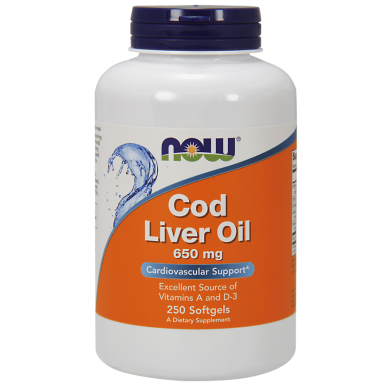 Now - Cod Liver Oil /Масло от дроб на треска 650 Мг - 250 Дражета