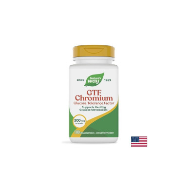 Хром (никотинат) GTF - Контрол на кръвната захар, 200 mcg, 100 капсули Nature’s Way
