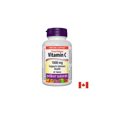 Time Release Vitamin C - Витамин С 1000 mg, 60 таблетки с удължено освобождаване Webber Naturals