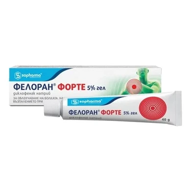 Фелоран Форте Гел 5% при болка и оток х40 г Sopharma
