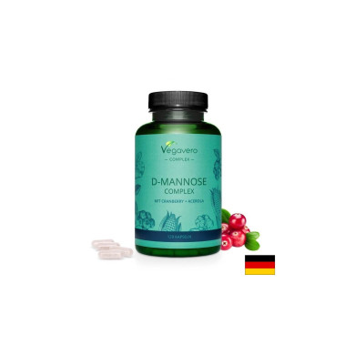 D-Mannose Complex mit Cranberry + Acerola/ Д-маноза комплекс с червена боровинка и ацерола, 120 капсули, 100% Vegan Vegavero