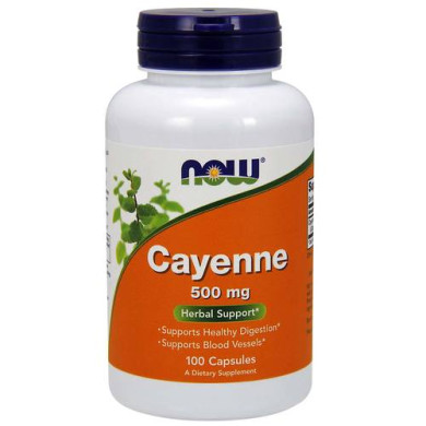 Now - Cayenne / Лют Червен Пипер - 500 Мг - 100 Капсули