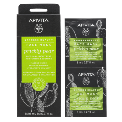 Apivita Express beauty Хидратираща и успокояваща маска за лице с кактус 2х8мл