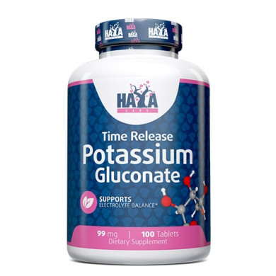 Haya Labs Potassium Gluconate 99mg./ Калий 99мг  / 100 Tabs.