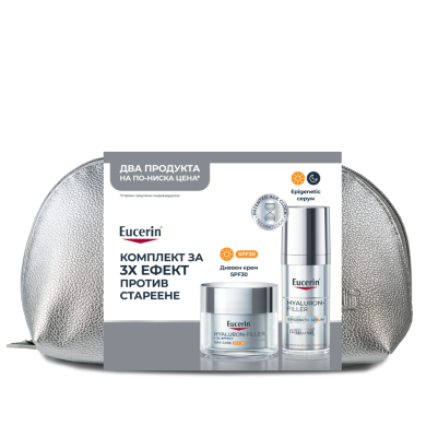 Eucerin® Комплект за 3Х ефект против стареене Epigenetic серум + Hyaluron-Filler Дневен крем SPF30