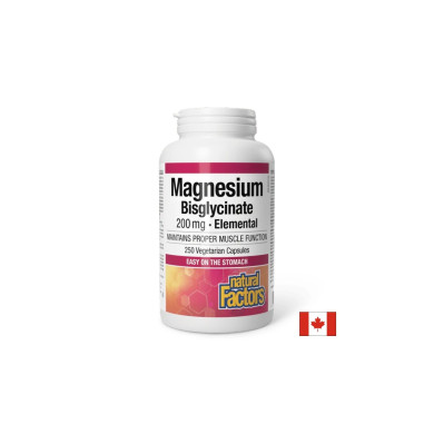 Магнезий бисглицинат 200 mg, 250 V капсули Magnesium Bisglycinate Pure Natural Factors