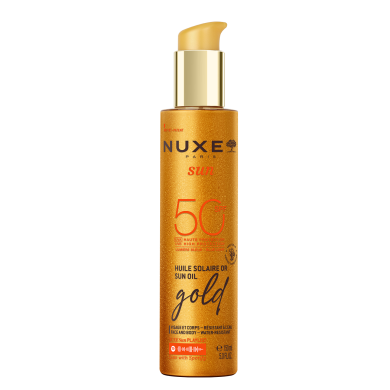 NUXE SUN  ОЛИО ЗА ПРИДОБИВАНЕ НА ТЕН СЪС ЗЛАТИСТИ ЧАСТИЦИ SPF50