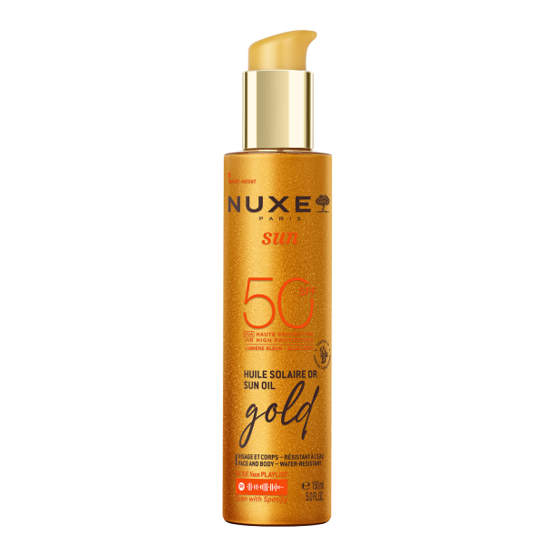 NUXE SUN  ОЛИО ЗА ПРИДОБИВАНЕ НА ТЕН СЪС ЗЛАТИСТИ ЧАСТИЦИ SPF50