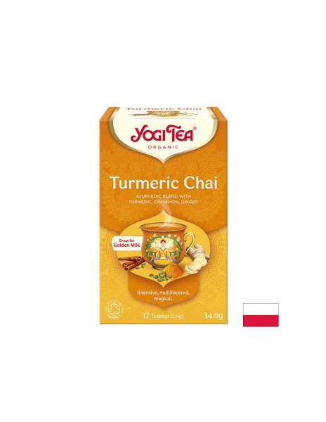 Златен чай Turmeric Chai с куркума, канела и кардамон, БИО, 17 пакетчета