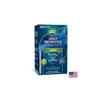 Fortify™ Daily Probiotic  + Prebiotics - Фортифай пробиотик и пребиотици, 30 милиарда активни пробиотици, 30 капсули Nature’s Way