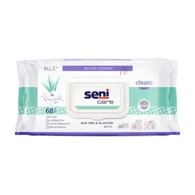 Seni Care Wet Wipes Мокри кърпи за чувствителна кожа с алое х 68 бр