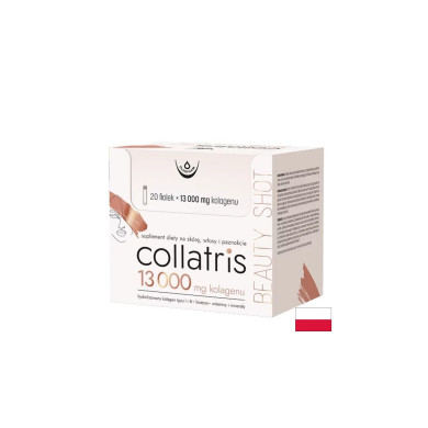 Течен колаген Collatris 13000 mg + витамини и минерали – За коса, кожа и нокти, 20 флакона за пиене х 25 ml