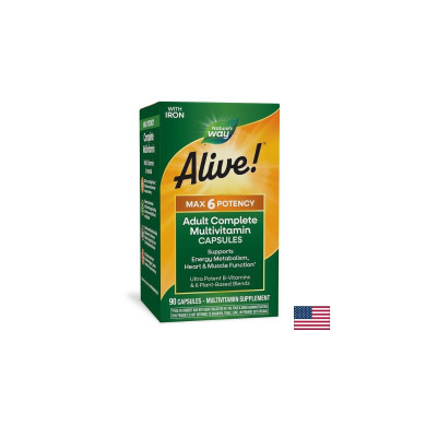 Alive!® Max6 Max Potency Multivitamin / Алайв! Мултивитамини максимум сила, 90 капсули Nature’s Way
