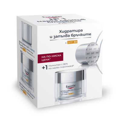 Eucerin® Комплект Hyaluron-Filler Дневен крем SPF30 + РЕФИЛ, 2 x 50мл ПРОМО