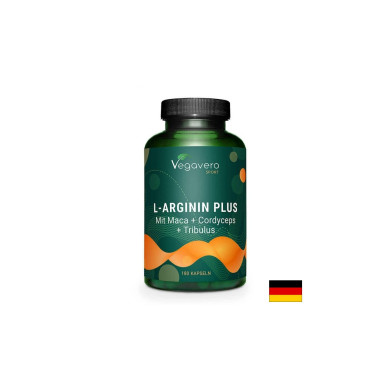 Л-Аргинин Плюс Мака, Кордицепс и Трибулис -  L-Arginin Plus (mit Maca, Cordyceps, Tribulus), 270 капсули Vegavero