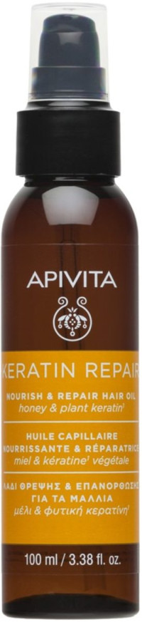 Apivita Keratin Repair Подхранващо и възстановяващо олио за суха и увредена коса x100 мл